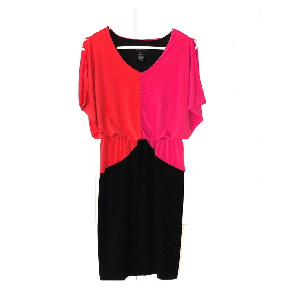 Dolman sleeved color block dress